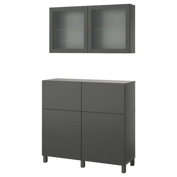 BESTÅ - BESTÅ Storage combination w doors/drawers, dark grey Lappviken/Stubbarp/Sindvik dark grey, 120x42x213 cm