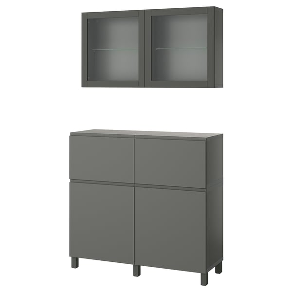 BESTÅ - BESTÅ Storage combination w doors/drawers, dark grey Västerviken/Sindvik dark grey, 120x42x213 cm