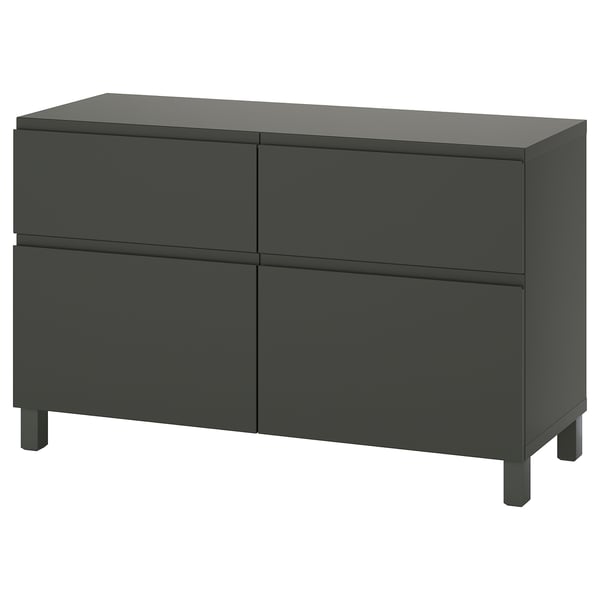 BESTÅ - BESTÅ Storage combination w doors/drawers, dark grey/Västerviken/Stubbarp dark grey, 120x42x74 cm
