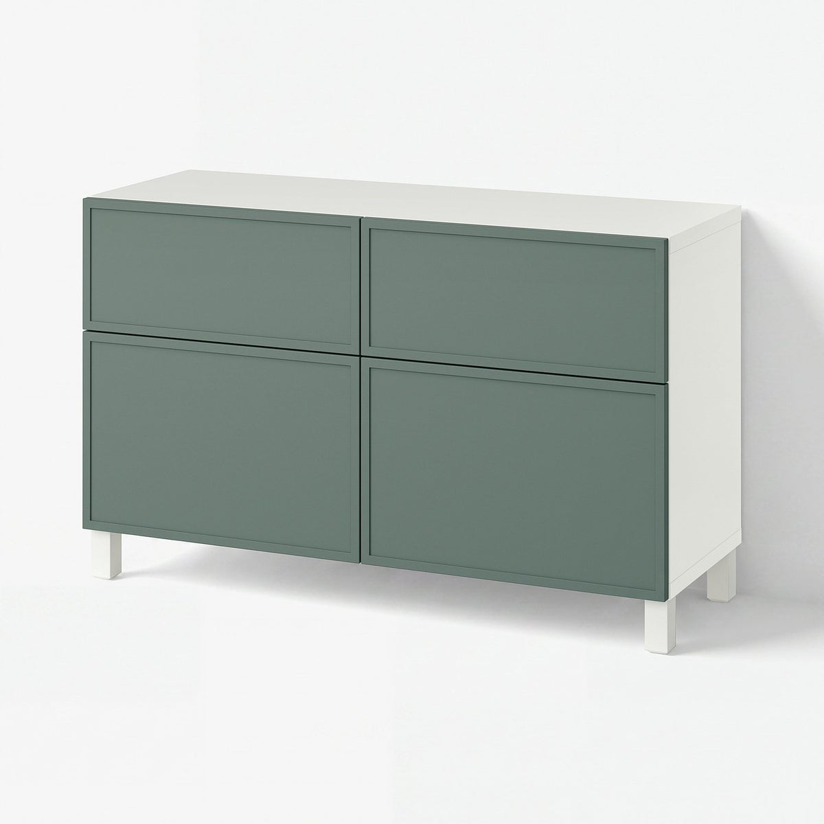 BESTÅ storage combination w doors/drawers, Krukmakare dark grey-green/Stubbarp white, 120x42x74 cm