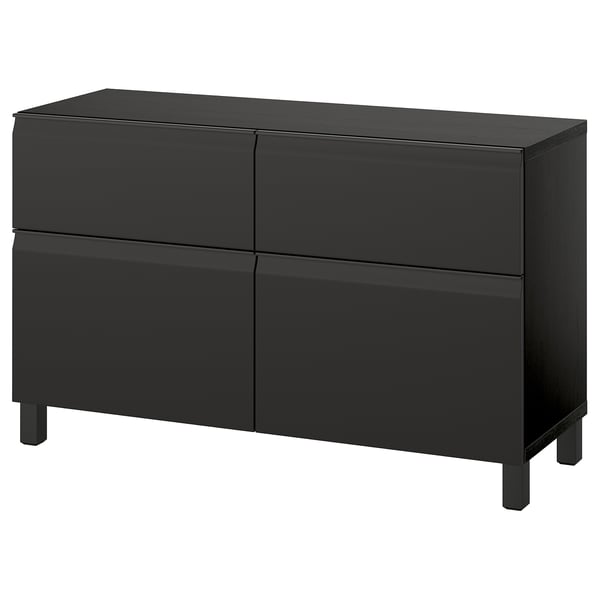 BESTÅ - BESTÅ Storage combination w doors/drawers, black-brown/Hammarsmed/Stubbarp anthracite, 120x42x74 cm