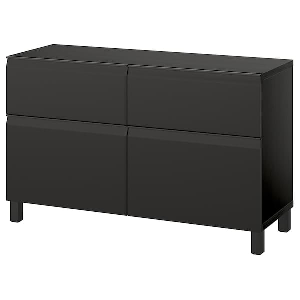 BESTÅ - Storage combination w doors/drawers, black-brown/Hammarsmed/Stubbarp anthracite, 120x42x74 cm