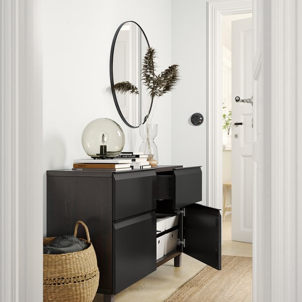 BESTÅ storage combination w doors/drawers, black-brown/Hammarsmed/Stubbarp anthracite, 120x42x74 cm