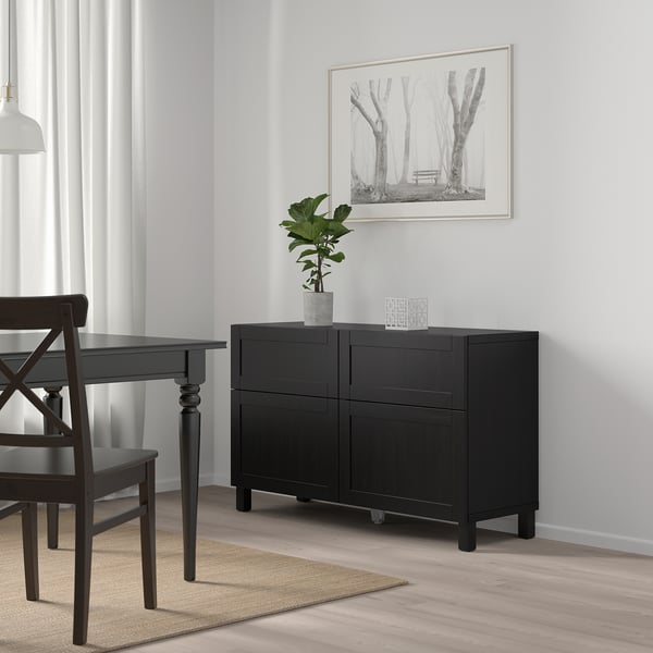 BESTÅ storage combination w doors/drawers, black-brown/Hanviken/Stubbarp black-brown, 120x42x74 cm