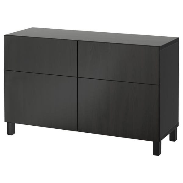 BESTÅ storage combination w doors/drawers, black-brown/Lappviken/Stubbarp black-brown, 120x42x74 cm