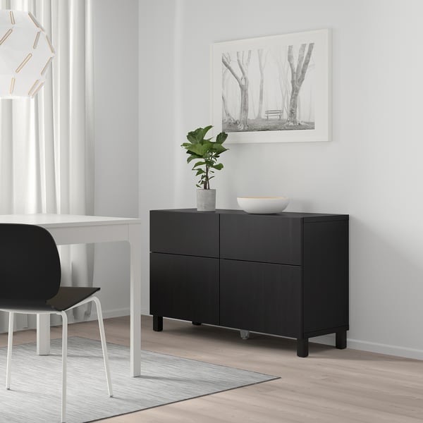BESTÅ storage combination w doors/drawers, black-brown/Lappviken/Stubbarp black-brown, 120x42x74 cm