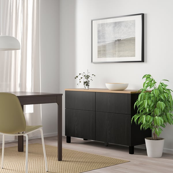 BESTÅ storage combination w doors/drawers, black-brown/Lappviken/Stubbarp black-brown, 120x42x76 cm