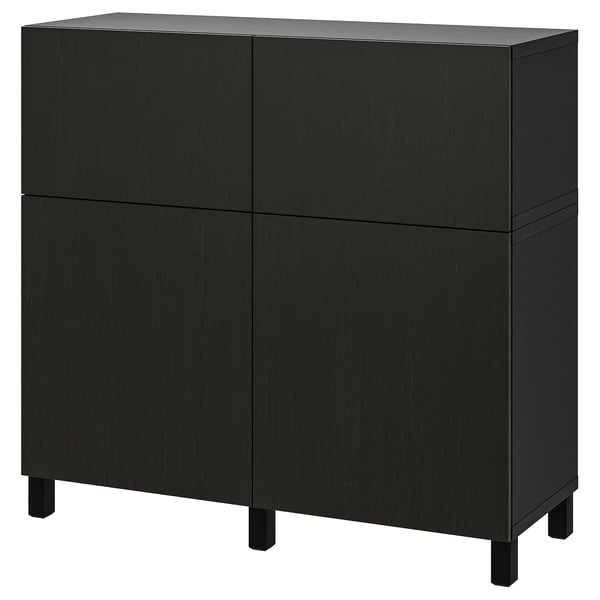 BESTÅ - BESTÅ Storage combination w doors/drawers, black-brown/Lappviken/Stubbarp black-brown, 120x42x112 cm