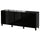 BESTÅ - Storage combination w doors/drawers, black-brown/Selsviken high-gloss/black, 180x42x74 cm