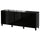 BESTÅ storage combination w doors/drawers, black-brown/Selsviken high-gloss/black, 180x42x74 cm