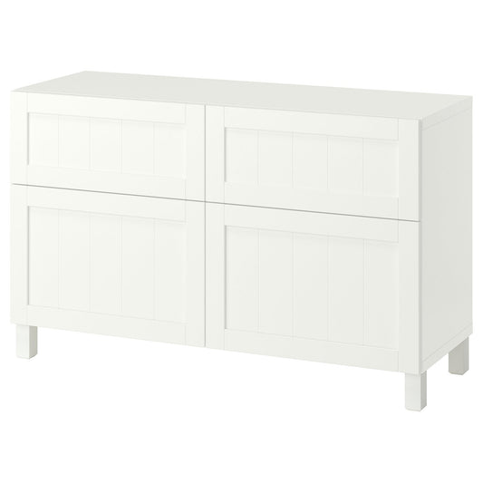 BESTÅ storage combination w doors/drawers, Pipmakare white/Stubbarp white, 120x42x74 cm