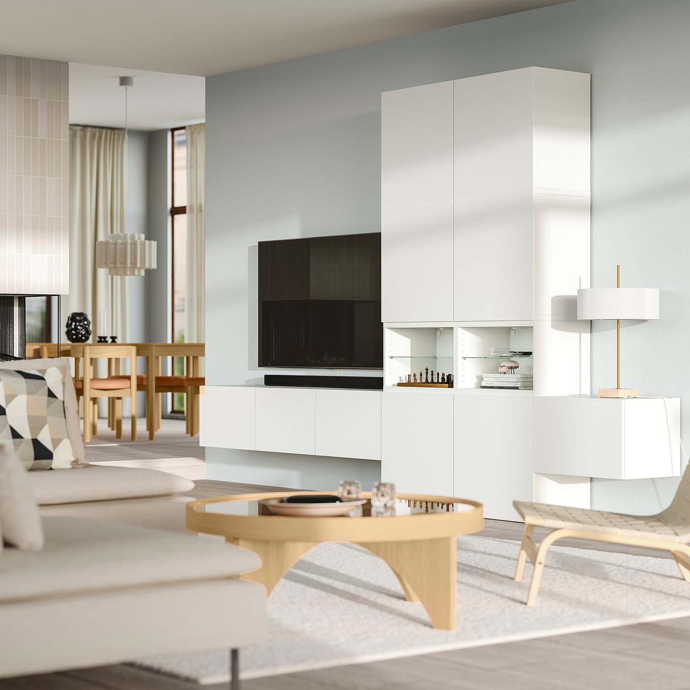 BESTÅ media storage combination, white/Lappviken white, 360x231x42 cm