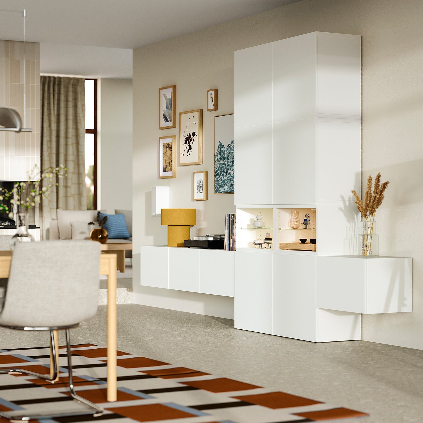 BESTÅ media storage combination, white/Lappviken white, 360x42x231 cm