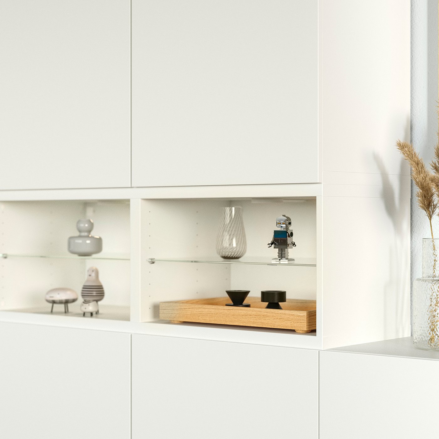 BESTÅ media storage combination, white/Lappviken white, 360x42x231 cm