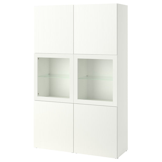 BESTÅ storage combination w glass doors, white/Förvaltare white, 120x193x42 cm