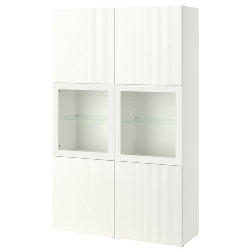 BESTÅ storage combination w glass doors, white/Förvaltare white, 120x193x42 cm