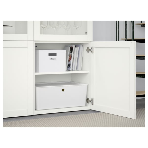 BESTÅ storage combination w glass doors, white Hanviken/Sindvik white clear glass, 120x42x193 cm