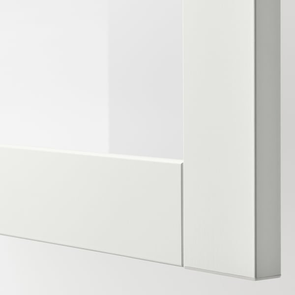 BESTÅ storage combination w glass doors, white/Hanviken white clear glass, 60x42x193 cm