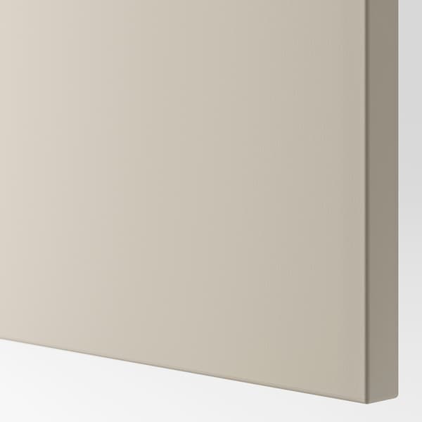 BESTÅ - Storage combination w glass doors, white Lappviken/light grey-beige clear glass, 120x42x193 cm