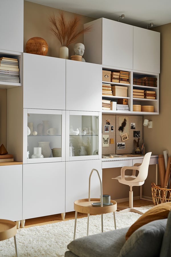 BESTÅ storage combination w glass doors, white Lappviken/Sindvik white clear glass, 120x42x193 cm