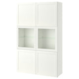 BESTÅ storage combination w glass doors, white/Pipmakare white, 120x42x193 cm