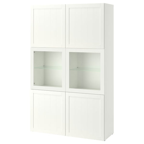 BESTÅ storage combination w glass doors, white/Pipmakare white, 120x42x193 cm