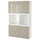 BESTÅ storage combination w glass doors, white/Selsviken high-gloss/beige frosted glass, 120x193x42 cm