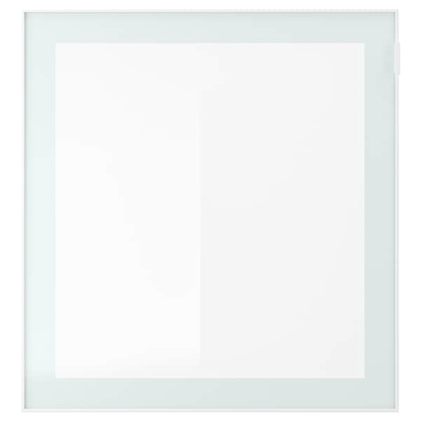 Ikea BESTÅ - Combination with glass doors, white / Selsviken high-gloss / beige frosted glass, 120x42x193 cm