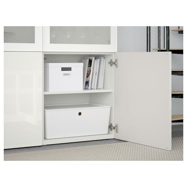 Ikea BESTÅ - Combination with glass doors, white/Selsviken polished/white frosted glass,120x42x193 cm