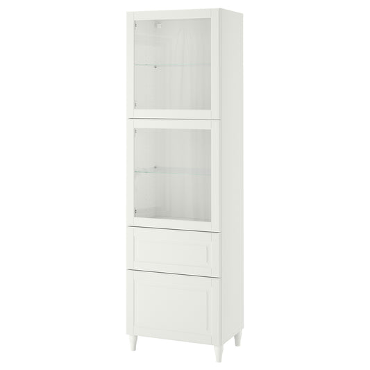 BESTÅ storage combination w glass doors, white Smeviken/Ostvik/Kabbarp white clear glass, 60x42x202 cm