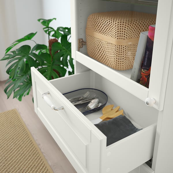 BESTÅ storage combination w glass doors, white Smeviken/Ostvik/Kabbarp white clear glass, 60x42x202 cm