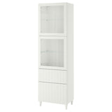 BESTÅ storage combination w glass doors, white/Sutterviken/Kabbarp white clear glass, 60x42x202 cm