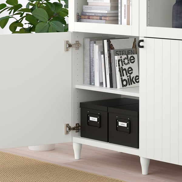 BESTÅ storage combination w glass doors, white Sutterviken/Sindvik white clear glass, 120x42x202 cm
