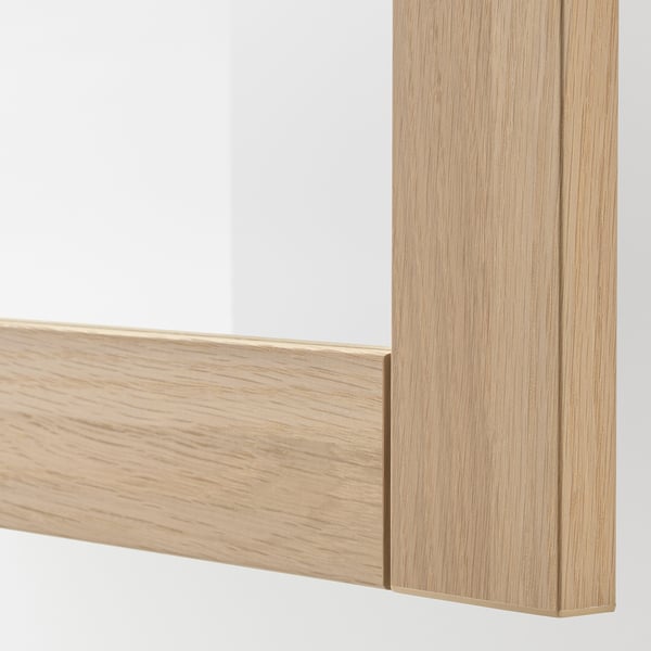 BESTÅ storage combination w glass doors, white stained oak effect/Lappviken white stained oak eff clear glass, 60x42x193 cm