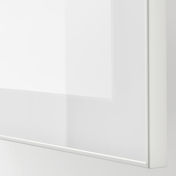 Ikea BESTÅ - Combination with glass doors, oak effect with white stain/Selsviken gloss/white frosted glass,60x42x193 cm