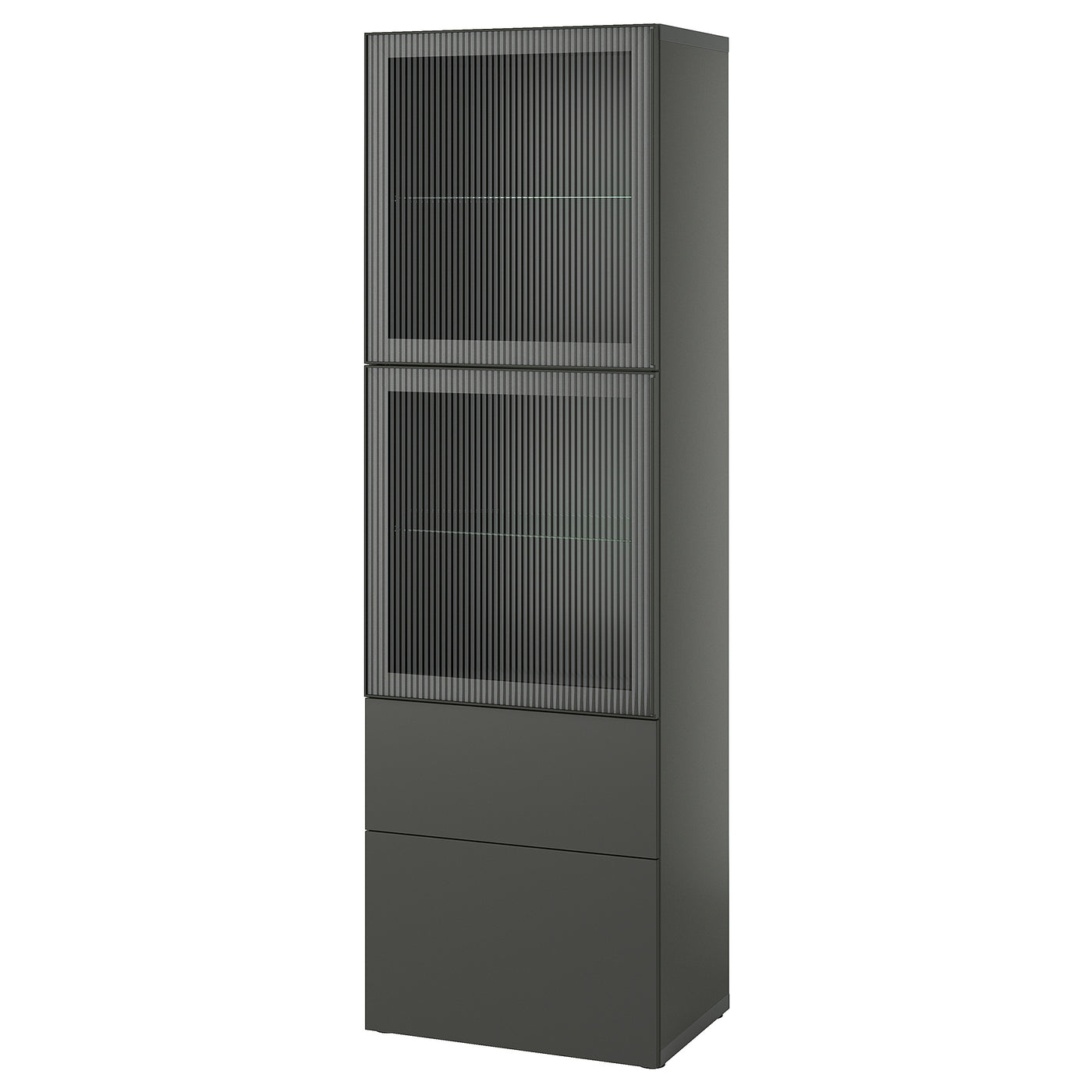 BESTÅ storage combination w glass doors, dark grey Lappviken/Fällsvik anthracite, 60x42x193 cm