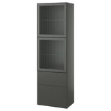 BESTÅ storage combination w glass doors, dark grey Lappviken/Fällsvik anthracite, 60x42x193 cm