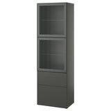 BESTÅ storage combination w glass doors, dark grey Lappviken/Fällsvik anthracite, 60x42x193 cm