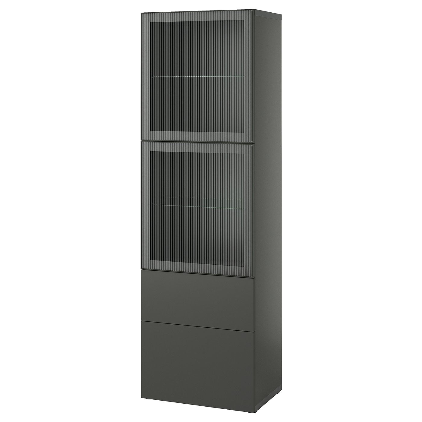 BESTÅ storage combination w glass doors, dark grey Lappviken/Fällsvik anthracite, 60x42x193 cm