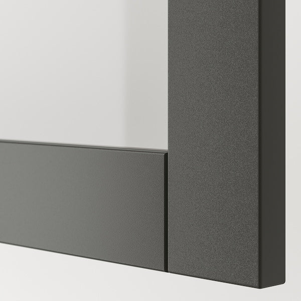 BESTÅ - Storage combination w glass doors, dark grey Lappviken/Sindvik dark grey, 60x42x193 cm