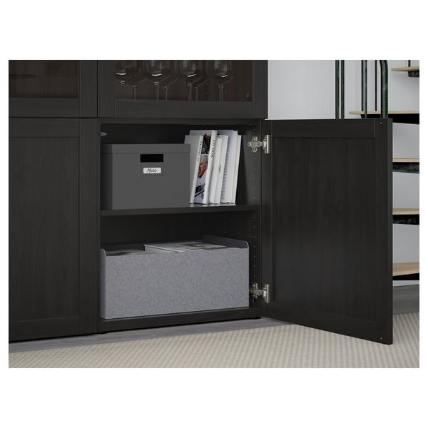BESTÅ storage combination w glass doors, black-brown Hanviken/Sindvik black-brown clear glass, 120x42x193 cm