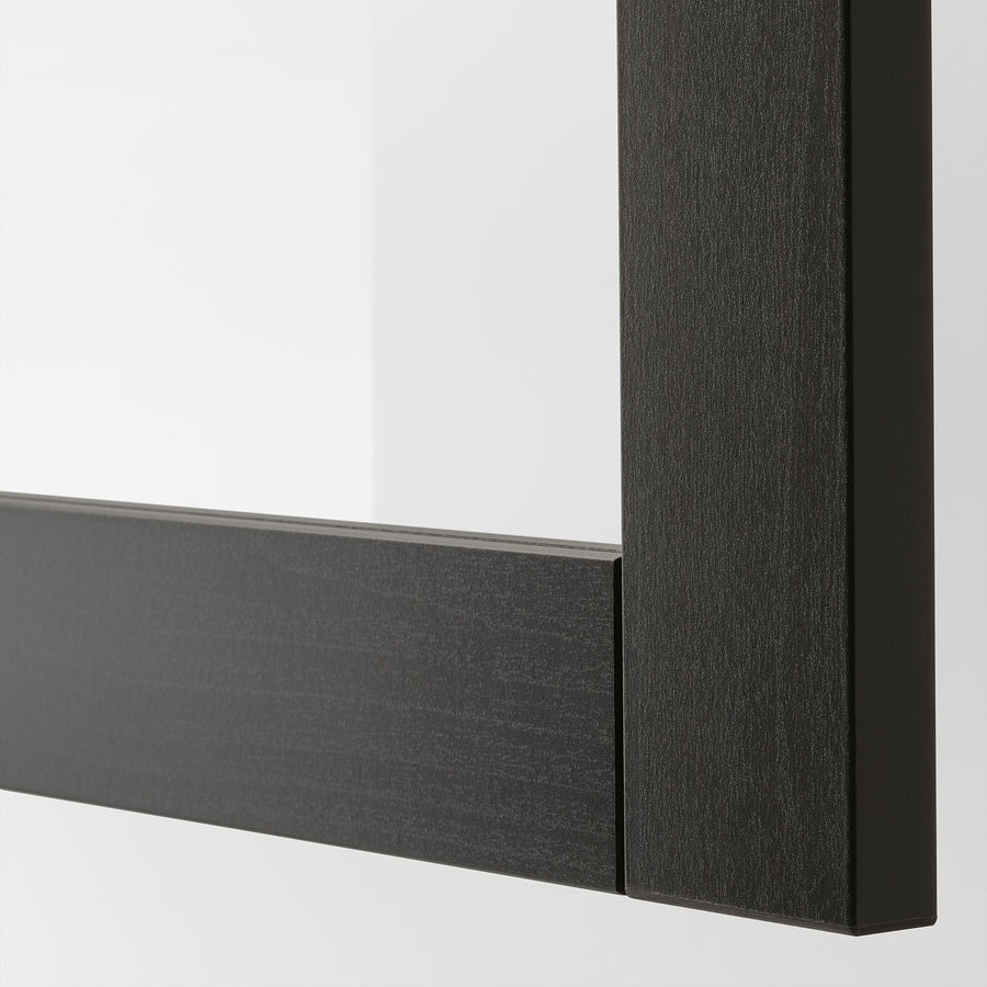 BESTÅ storage combination w glass doors, black-brown/Lappviken black-brown clear glass, 60x42x193 cm