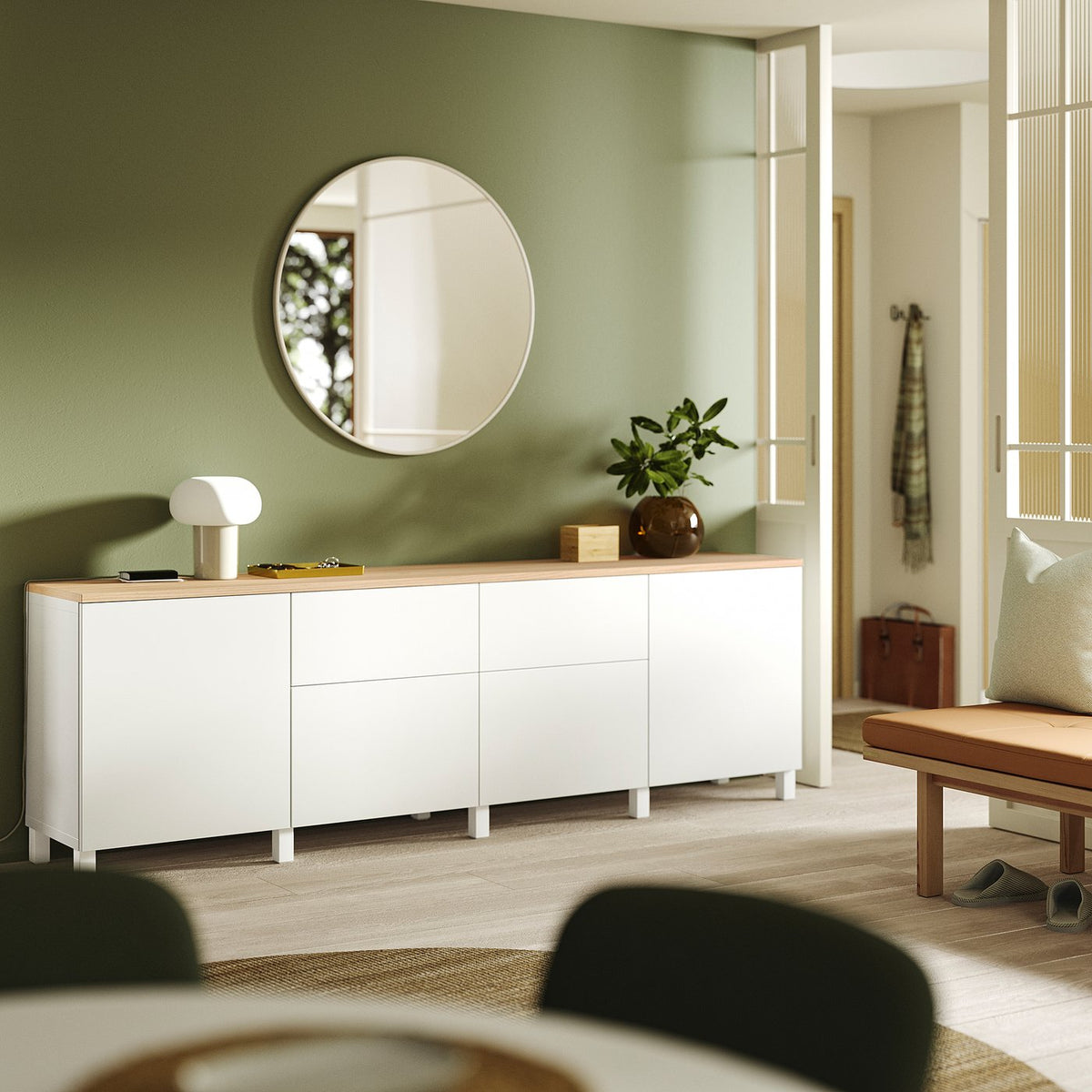 BESTÅ storage combination, white/Lappviken white, 240x42x76 cm