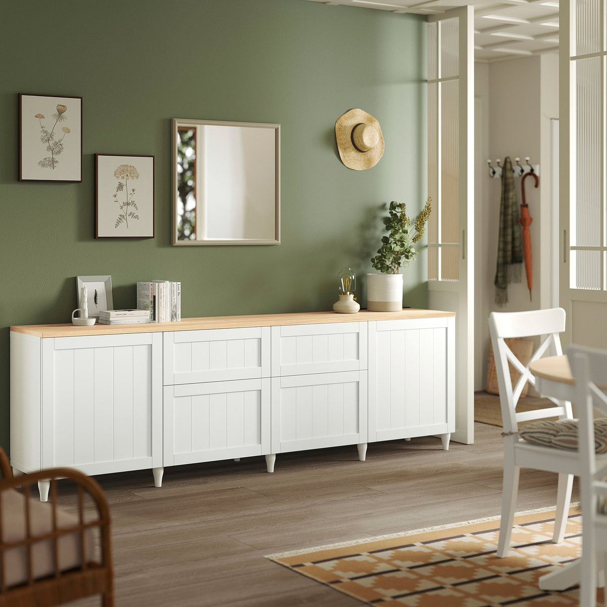 BESTÅ storage combination, white/Pipmakare white, 240x42x76 cm
