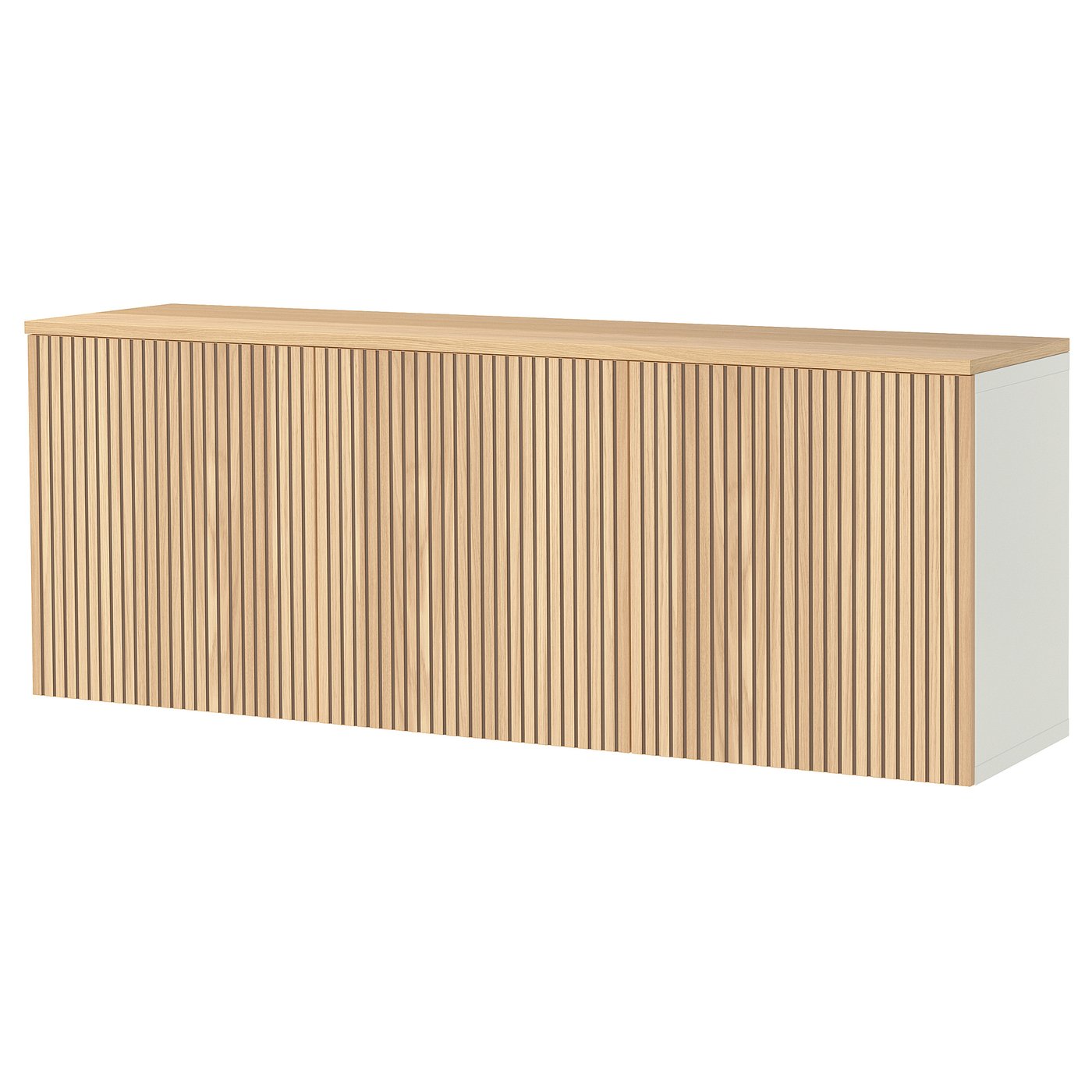 BESTÅ wall-mounted cabinet combination, white/Björköviken oak veneer, 180x42x66 cm