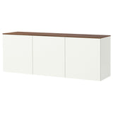 BESTÅ wall-mounted cabinet combination, white Förvaltare/white walnut effect, 180x42x65 cm