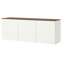 BESTÅ wall-mounted cabinet combination, white Förvaltare/white walnut effect, 180x42x65 cm