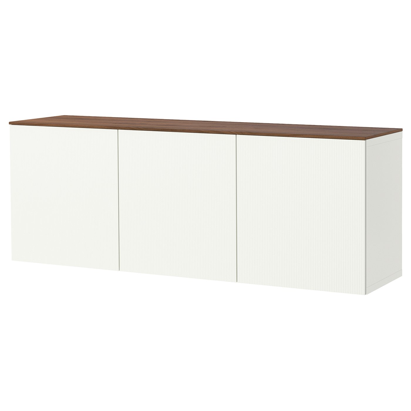 BESTÅ wall-mounted cabinet combination, white Förvaltare/white walnut effect, 180x42x65 cm