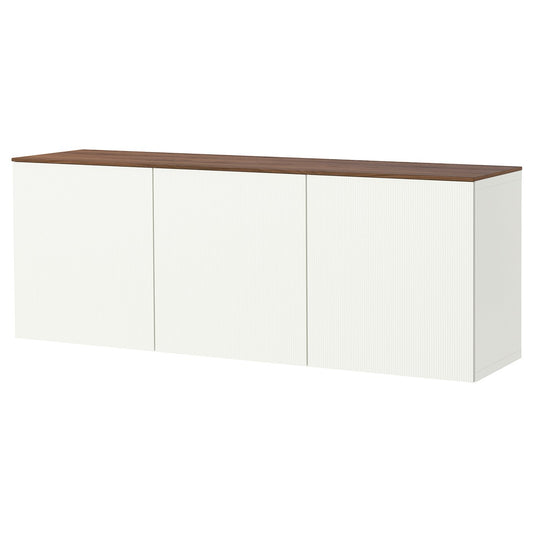 BESTÅ wall-mounted cabinet combination, white Förvaltare/white walnut effect, 180x65.2x42 cm