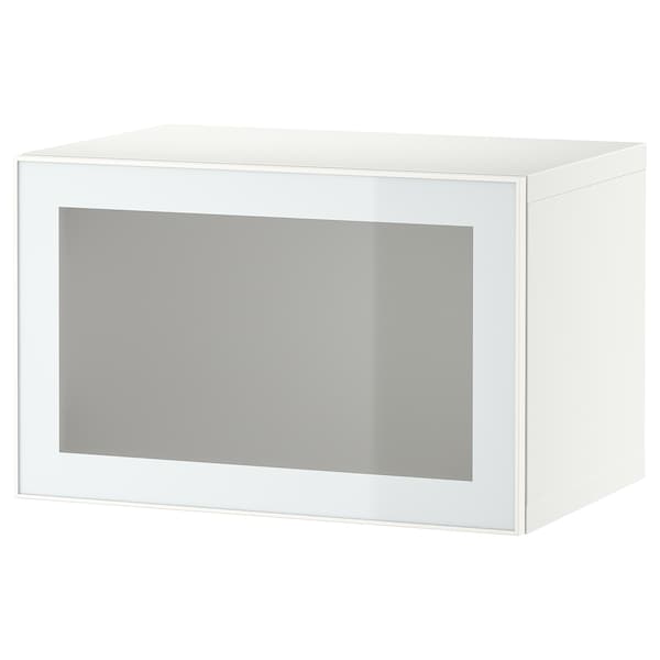Ikea BESTÅ - Wall-mounted cabinet combination, white Glassvik/white/light green frosted glass, 60x42x38 cm